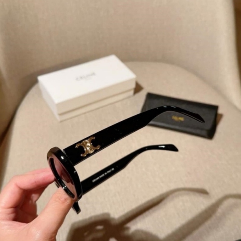 Celine Black Oval Sunglasses | SHOPBOP Chic Simple Designer Shades - Picture 7 of 8